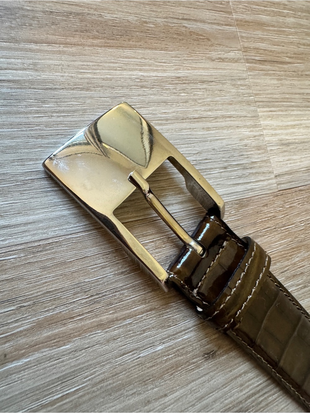 Doncaster Brown Croc Embossed Patent Leather Belt Made in Italy Size 31 - Picture 6 of 6